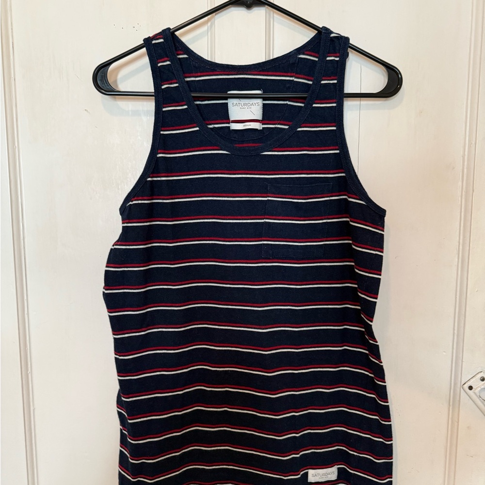 Saturdays New York City Navy Striped Tee
